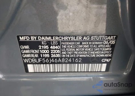 2006 Mercedes-Benz E 350 z USA, uszkodzony, nr VIN WDBUF56J46A824162